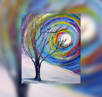 Grab a glass of wine and learn to paint 'Rainbow Snow'